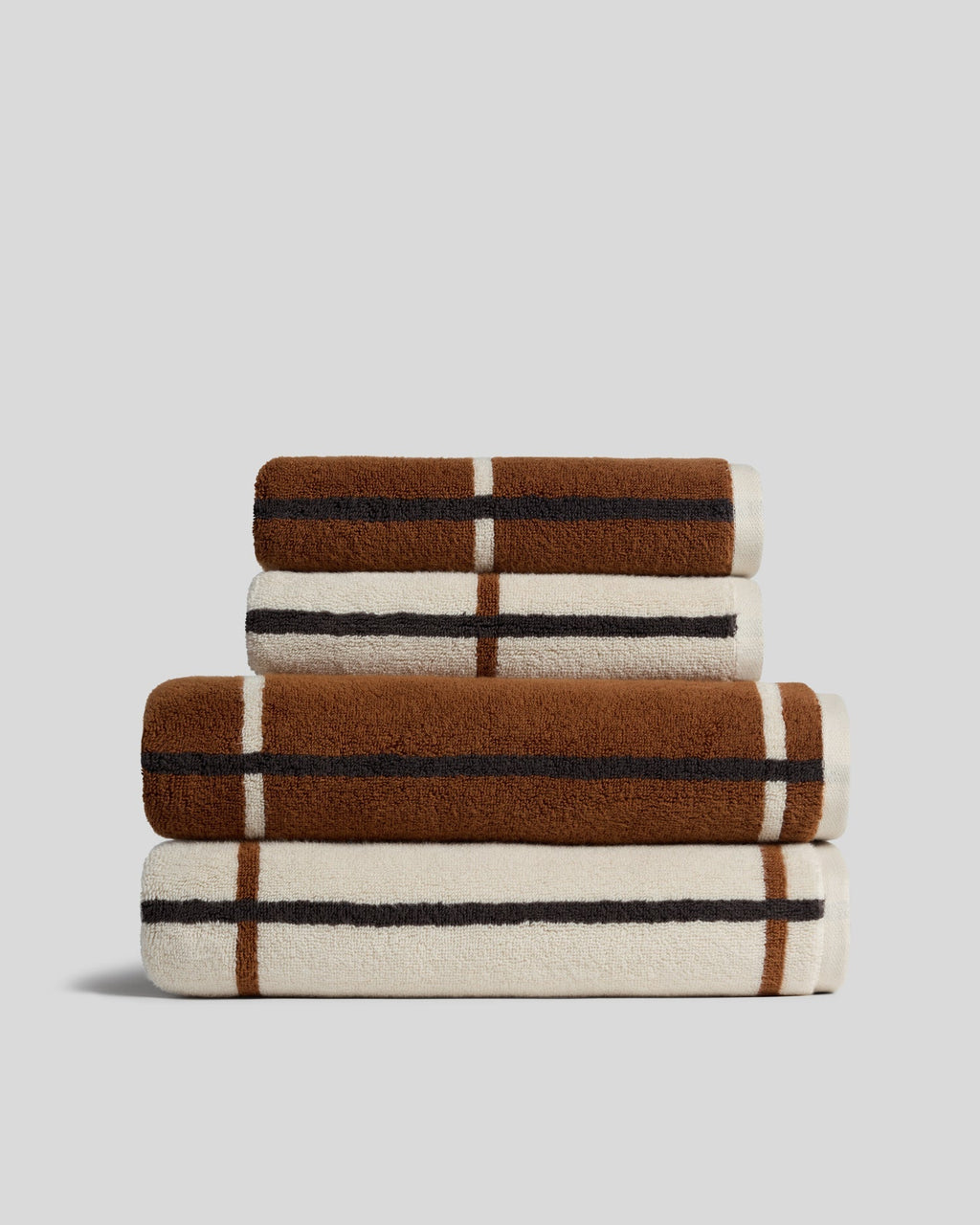 2+2 Organic Plush Bath Bundle - Bone Windowpane
