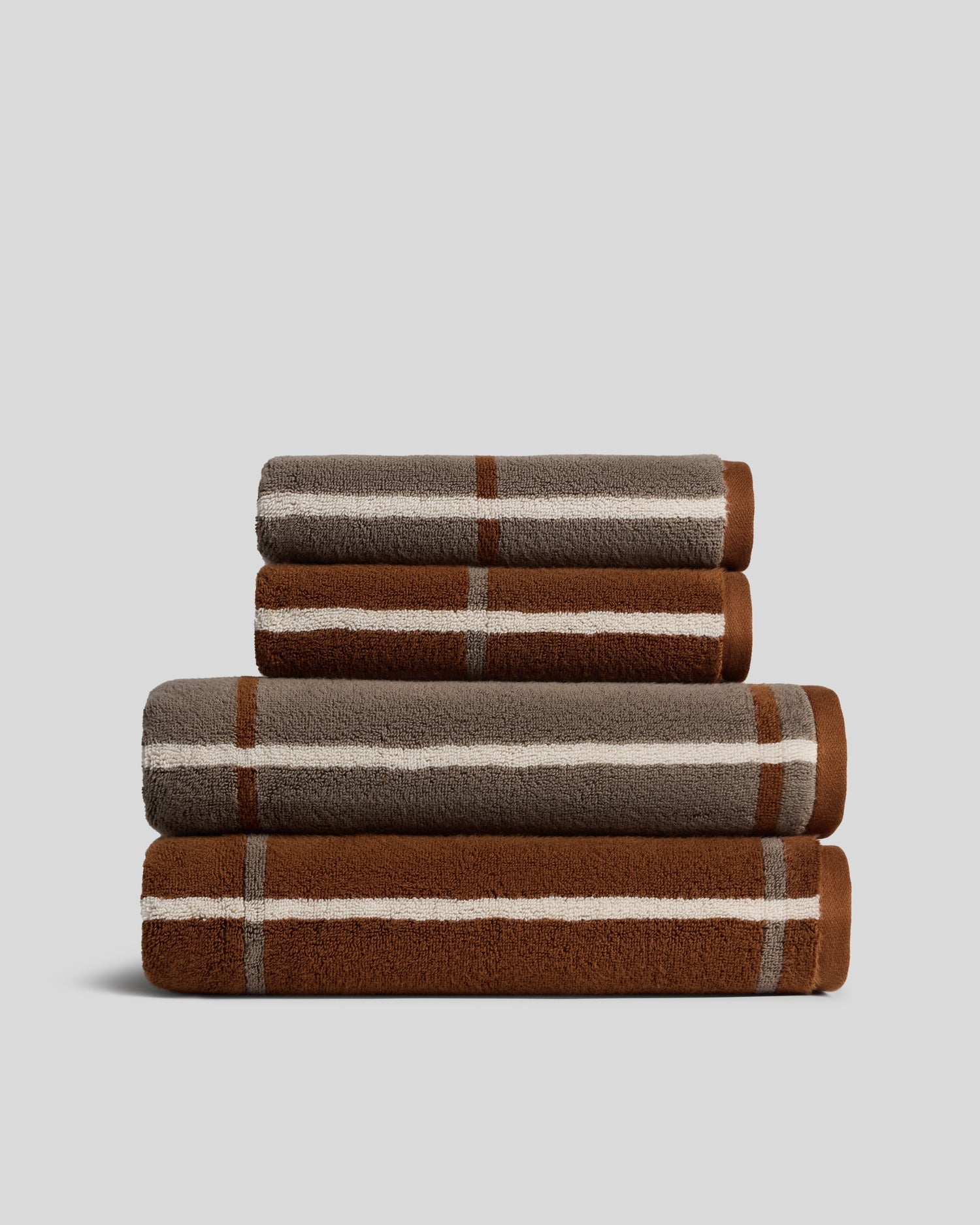 2+2 Organic Plush Bath Bundle - Tobacco Windowpane