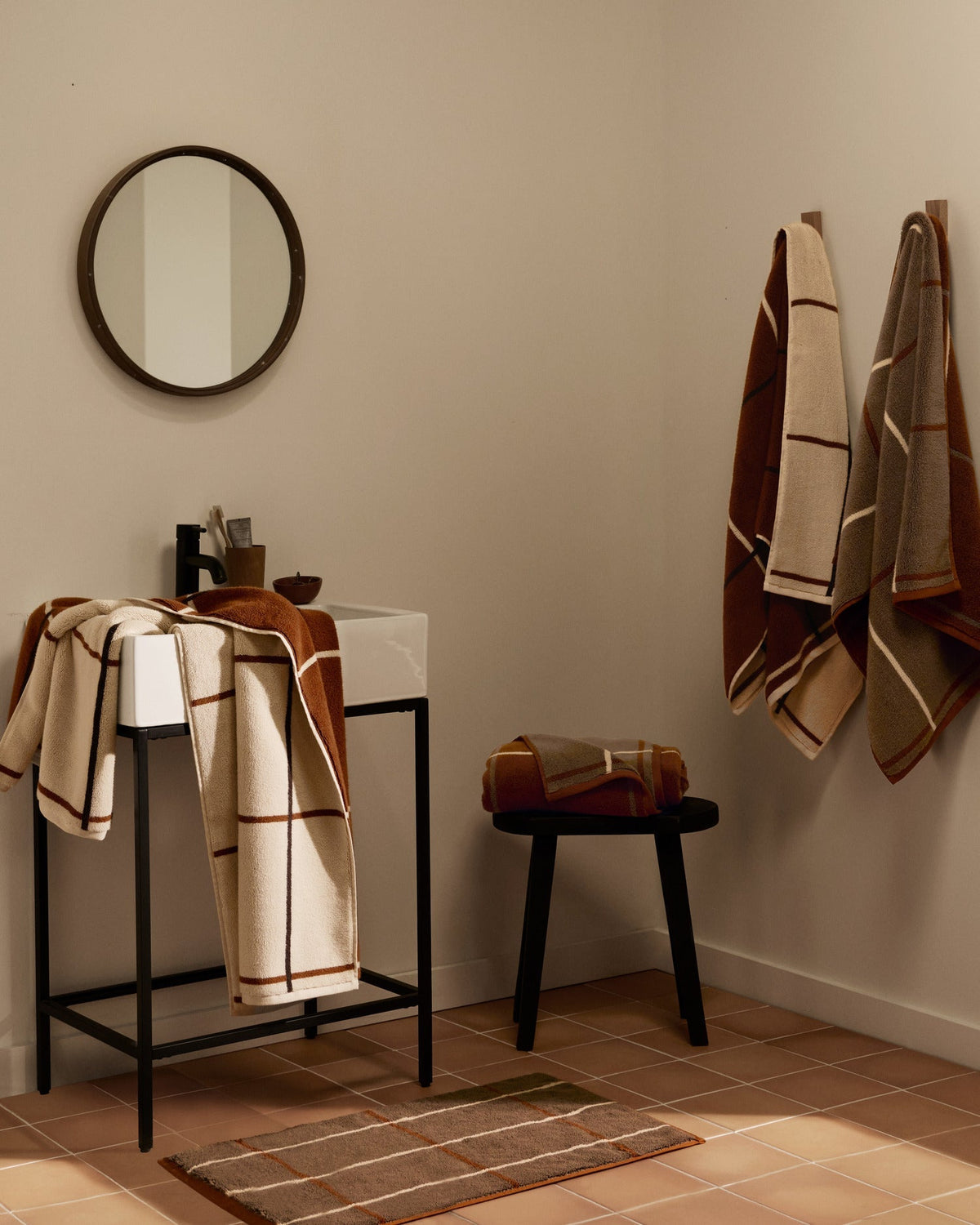 2+2 Organic Plush Bath Bundle - Tobacco Windowpane